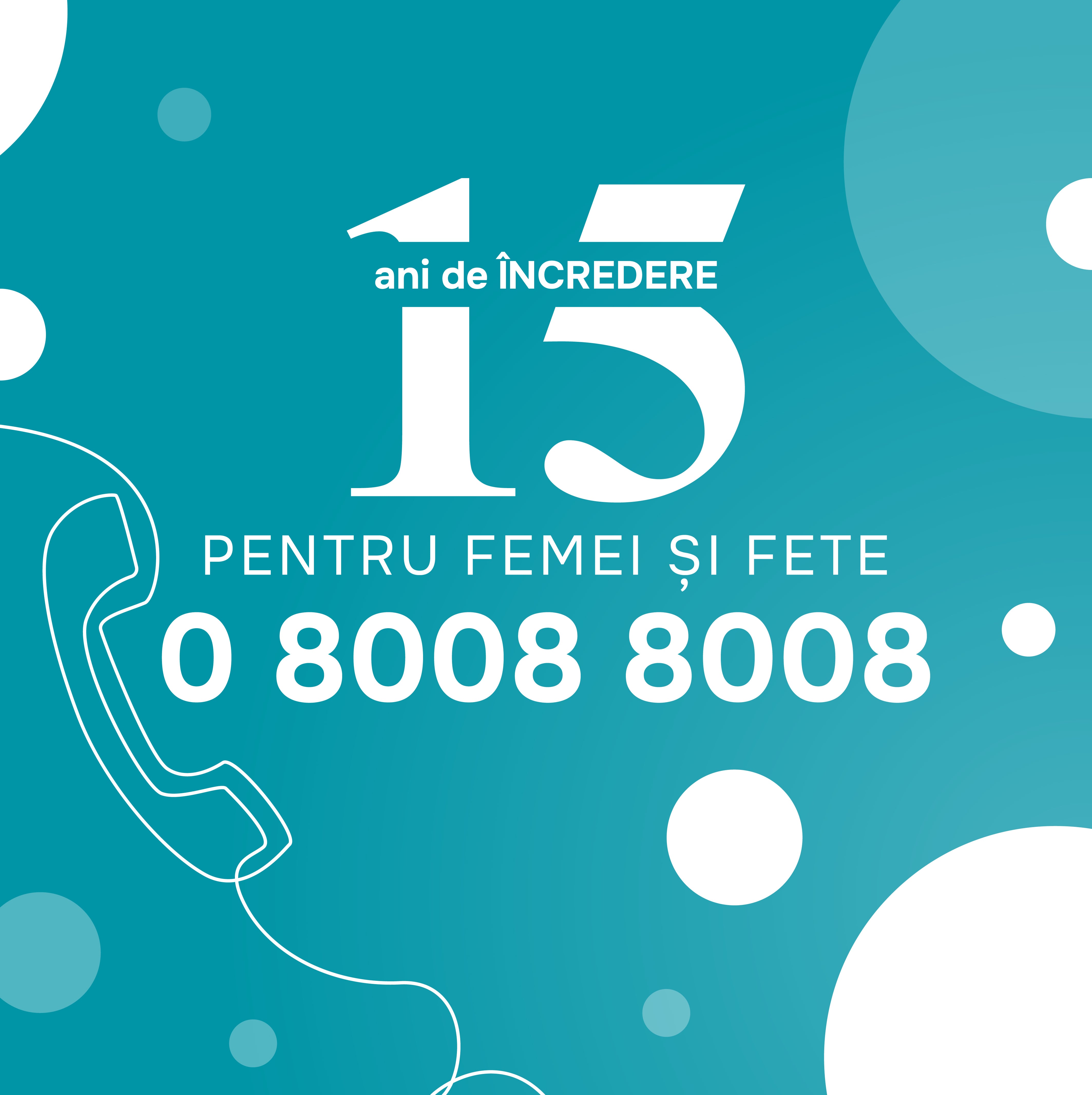 15 ani de ÎNCREDERE pentru Femei și Fete - 0 8008 8008